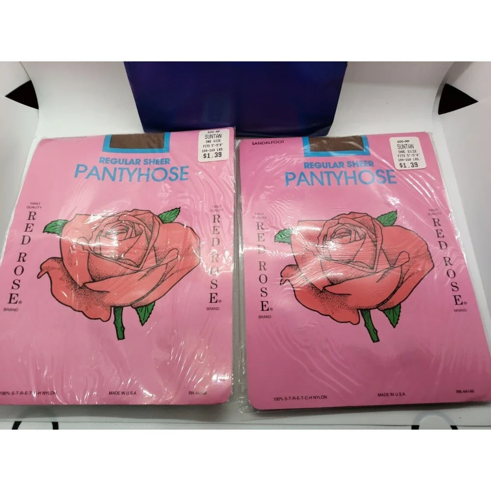 Vintage Pantyhose Stockings Lot Hanes Too Red Rose Velon NOS Sheer Pantyhose 5